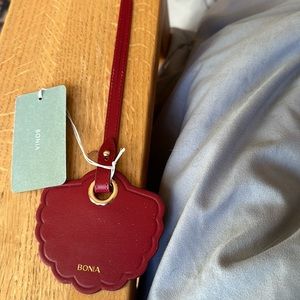 NWT Bonia Brand Red Leather Tag Charm